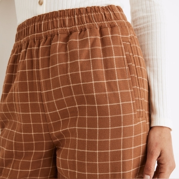 Madewell Waffleback‎ Pull-On High-Rise Tapered Pants Windowpane Brown Size S - Picture 5 of 14
